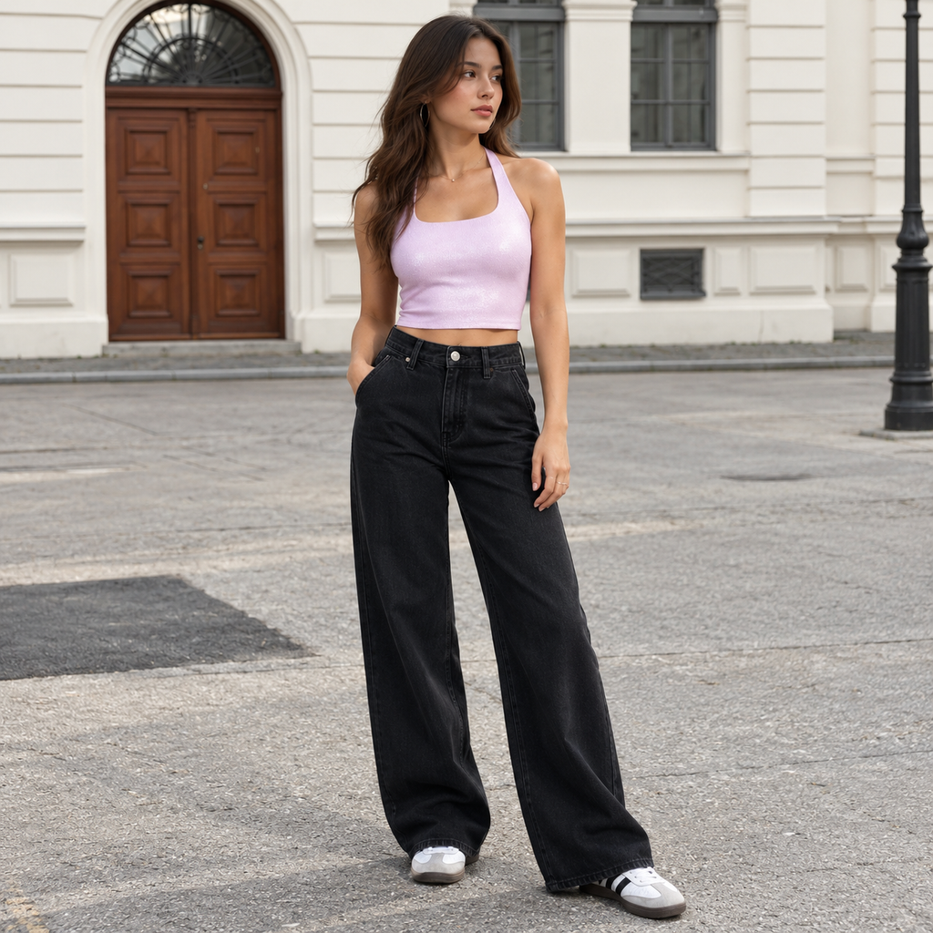 Lilac Shimmer Halter Crop Top