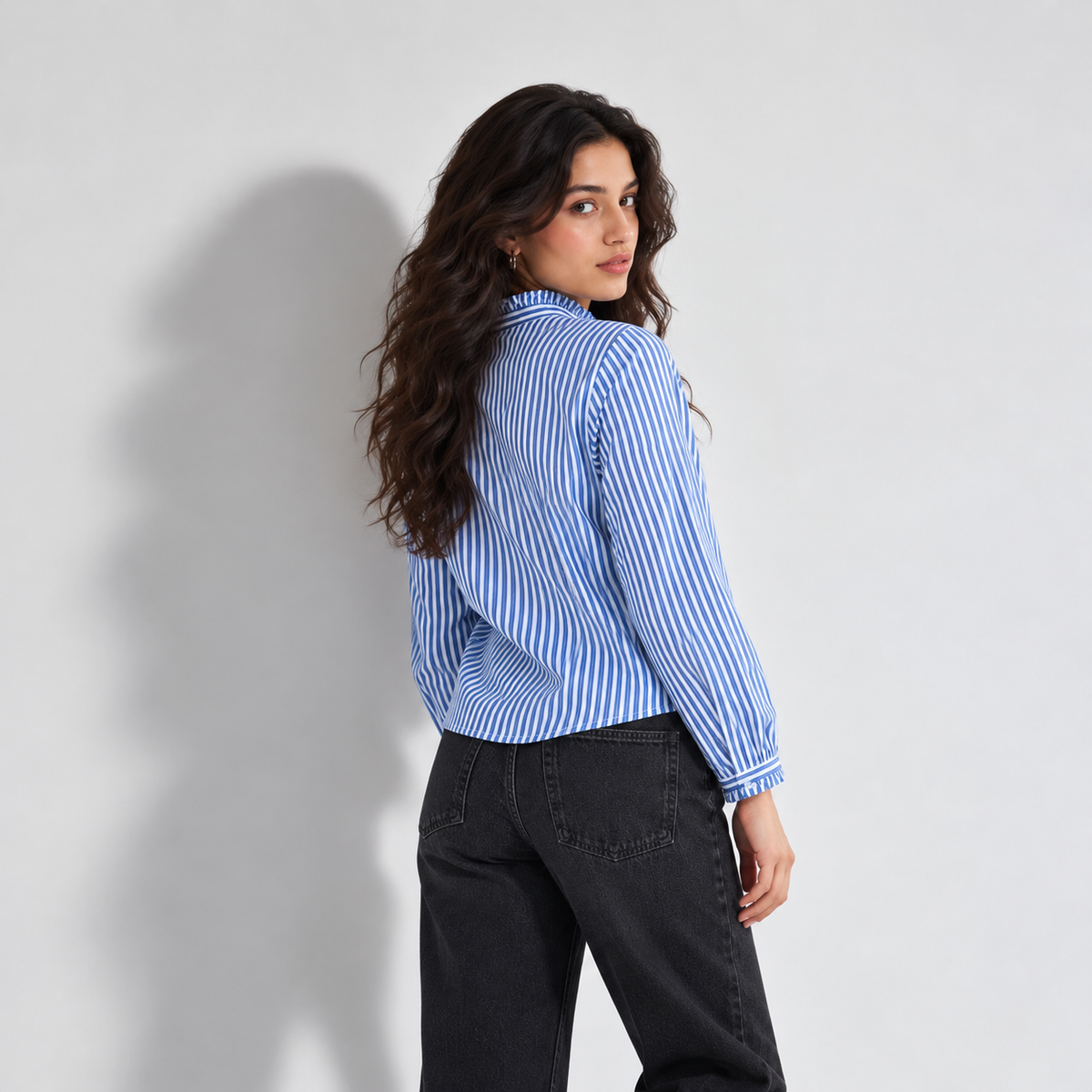 Cobalt Ruffle Stripe Shirt