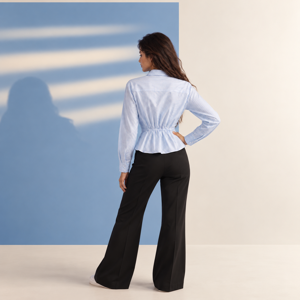 Sky Stripe Nipped-Waist Shirt