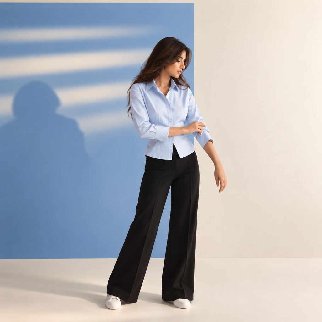 Sky Stripe Nipped-Waist Shirt